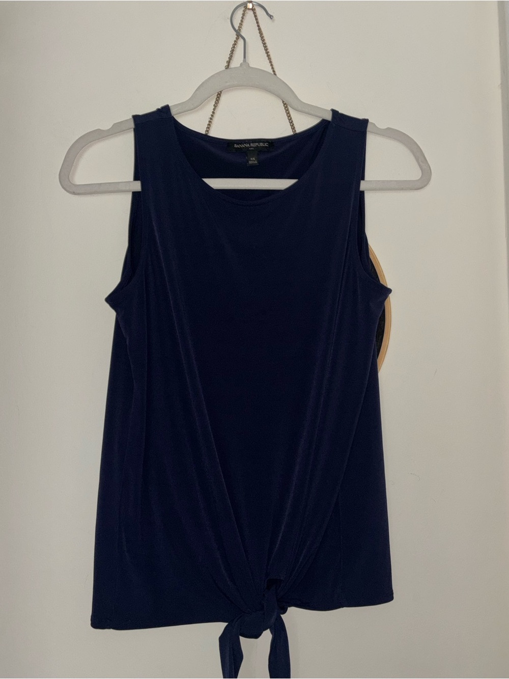 Banana Republic Navy Sleeveless Tie-Front Top